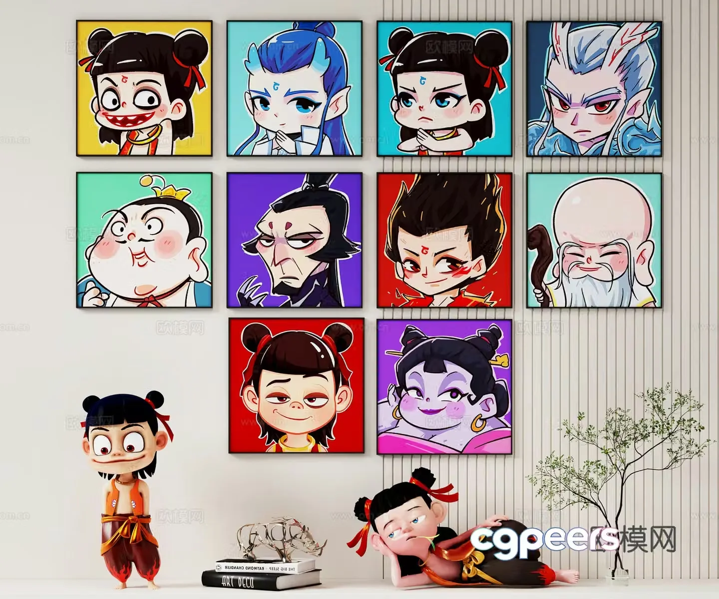 Modern hanging paintings children’s room decoration paintings cartoon decoration paintings Nezha decoration paintings Nezha doll figures 3D model