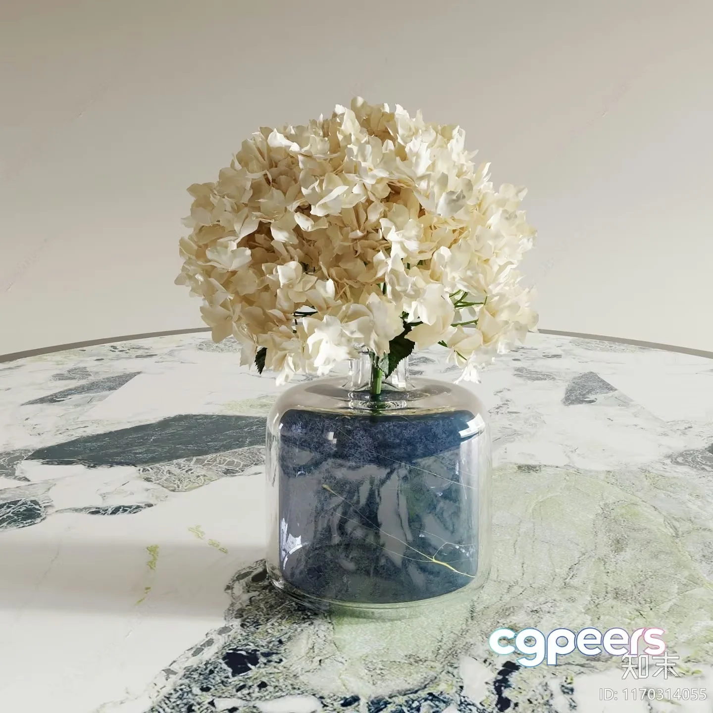 White Flowers In A Vase 3D Model – 9049 – VRAY Render