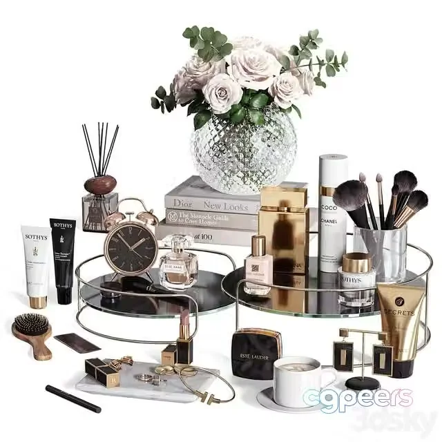 3ds Max Free – Cosmetic set with a bouquet of roses