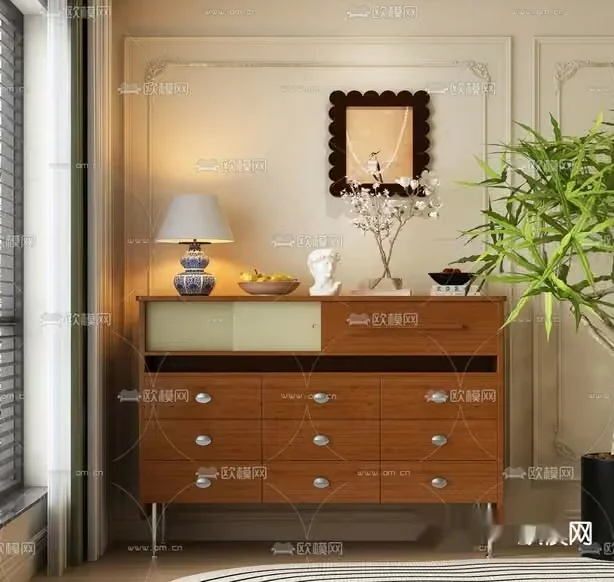 Modern Wooden Dresser 3D Model – 14664 – VRAY Render