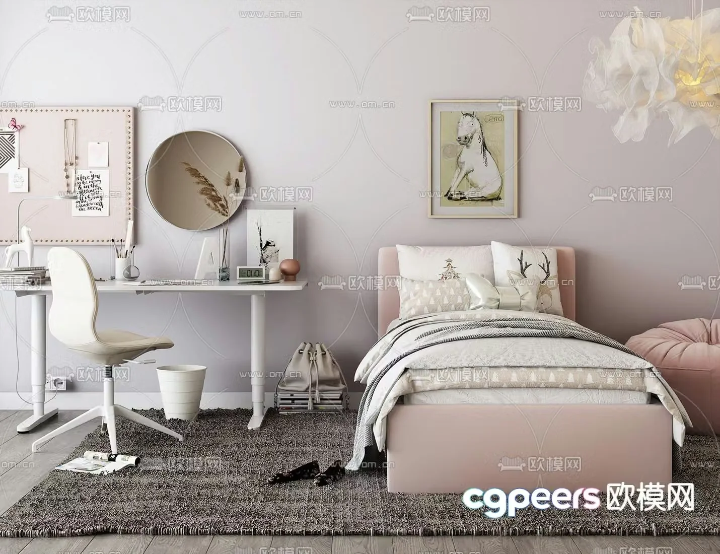 Modern fabric children’s bed 3d model