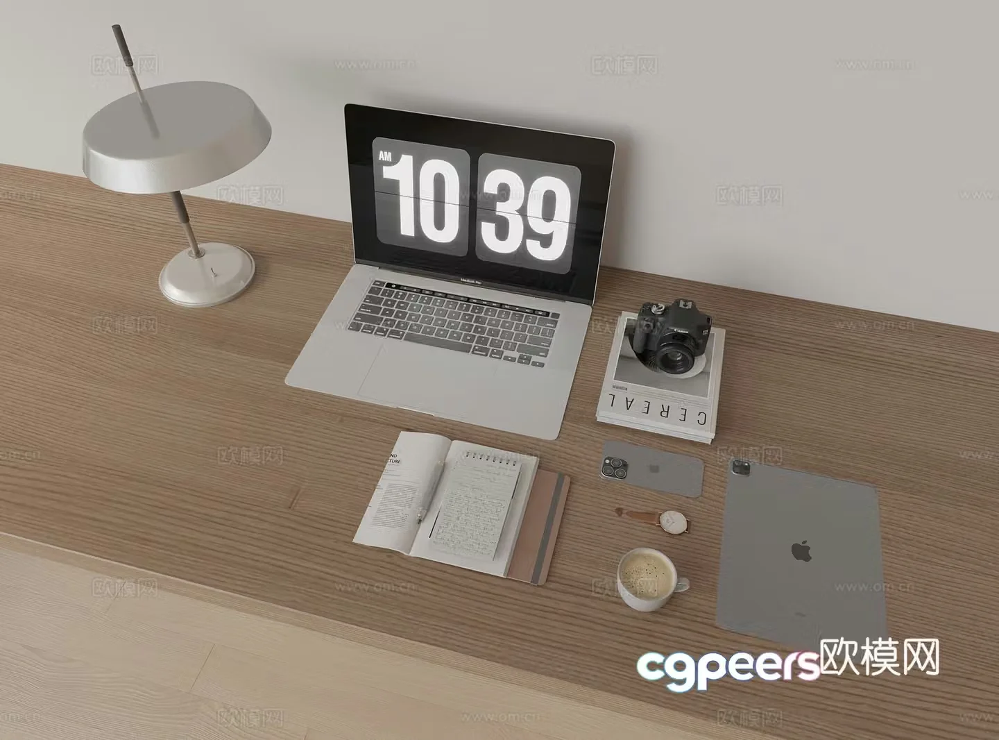 Modern desk accessories notebook desk lamp 3d model