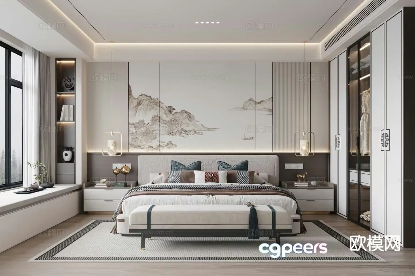 New Chinese style bedroom master bedroom 3d model