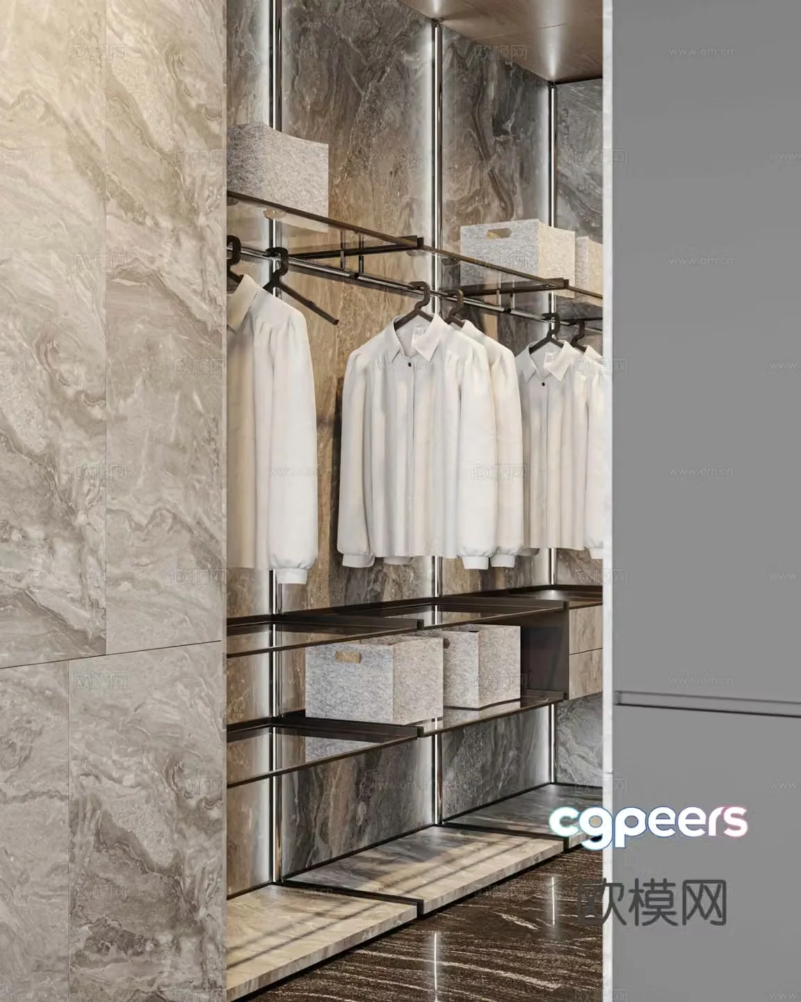 Modern doorless wardrobe 3d model