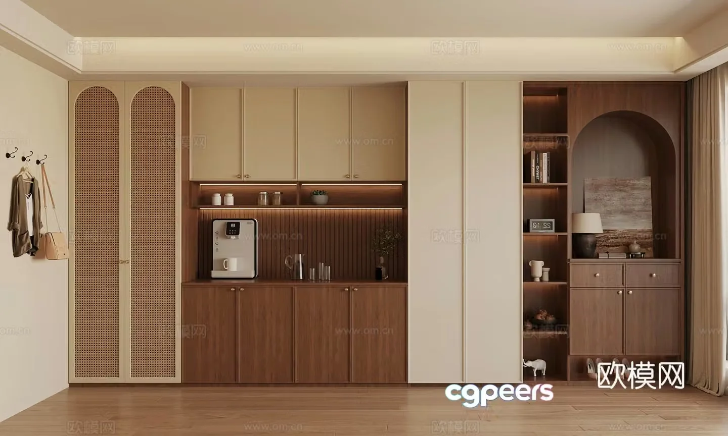 02 Middle-aged style shoe cabinet wine cabinet 3D model