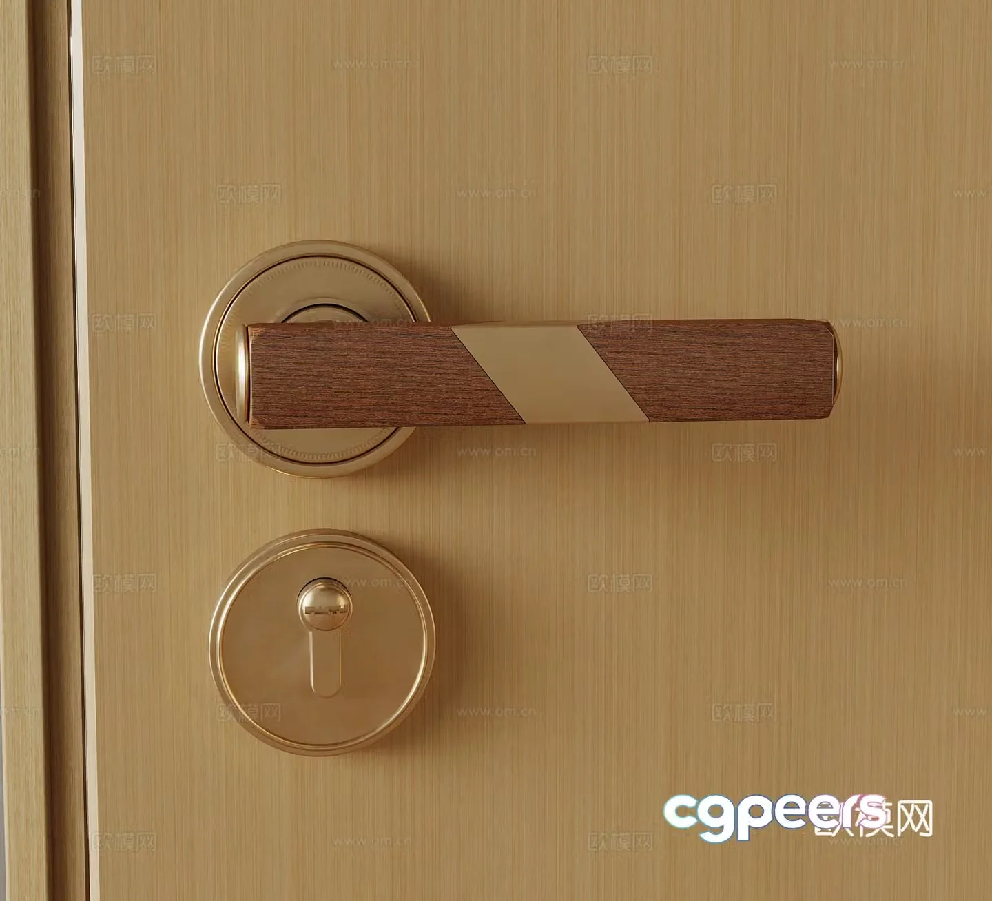 Modern medieval door lock handle 3D model