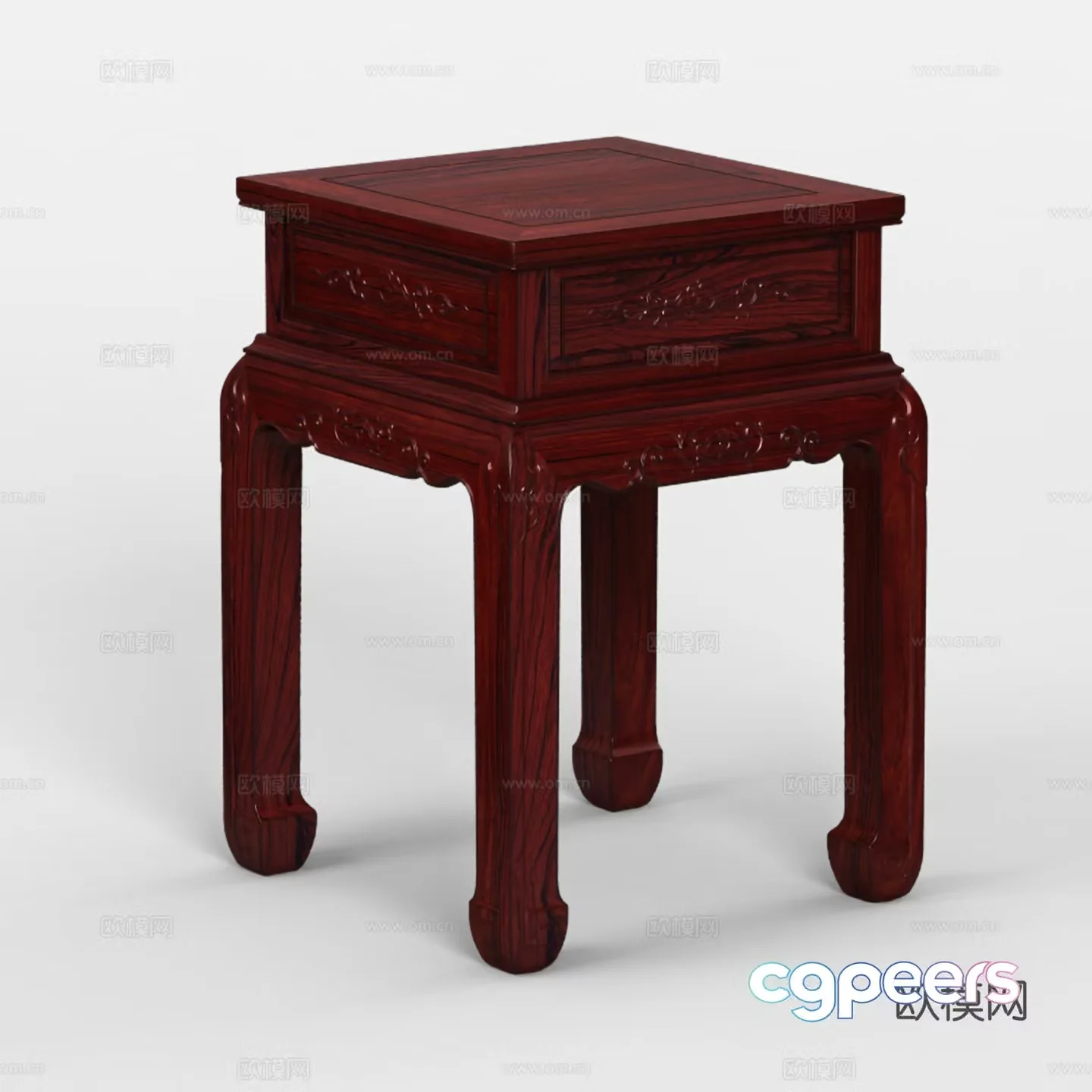 Chinese living room flower stand carved shape solid wood mahogany 3D model