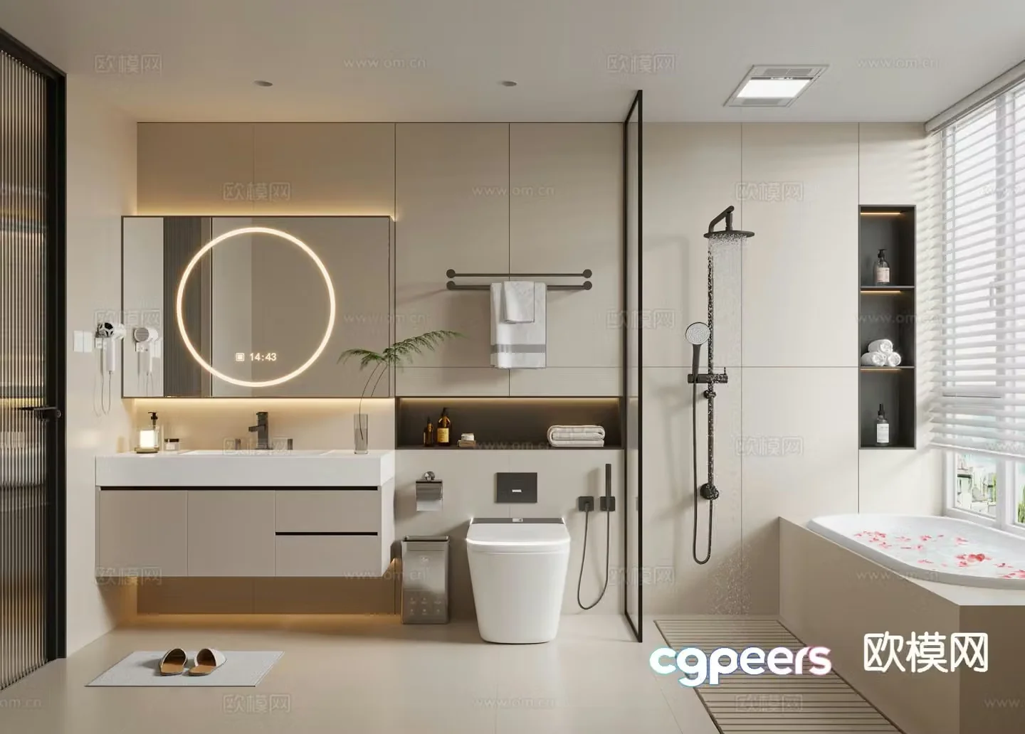 Cream style bathroom bathroom 3d model