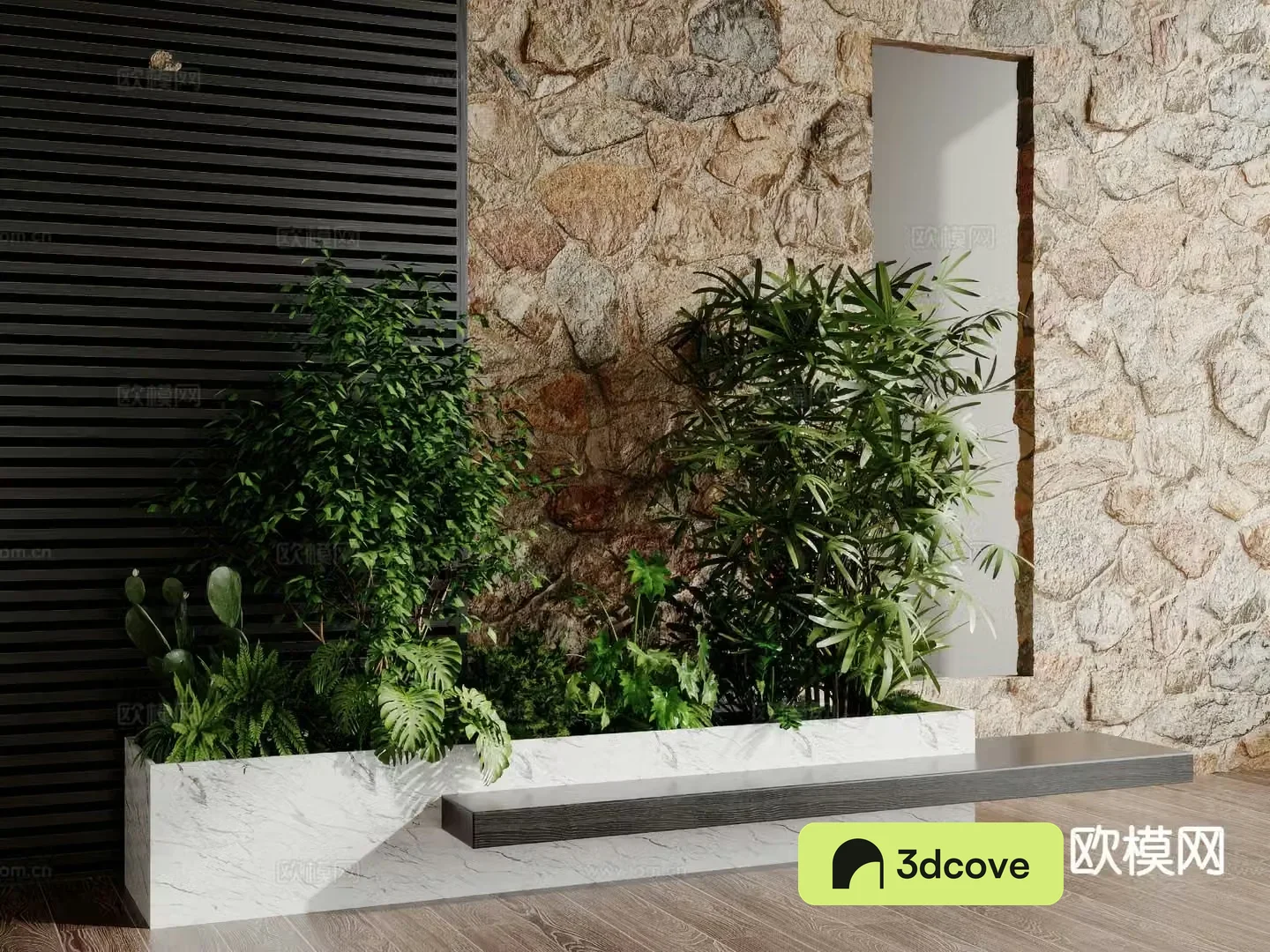 Green plant pile Landscape green plants Tree pool chair Flower tank