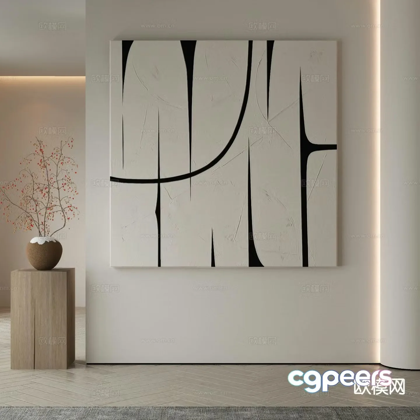 Modern decorative painting abstract painting hanging painting 3d model