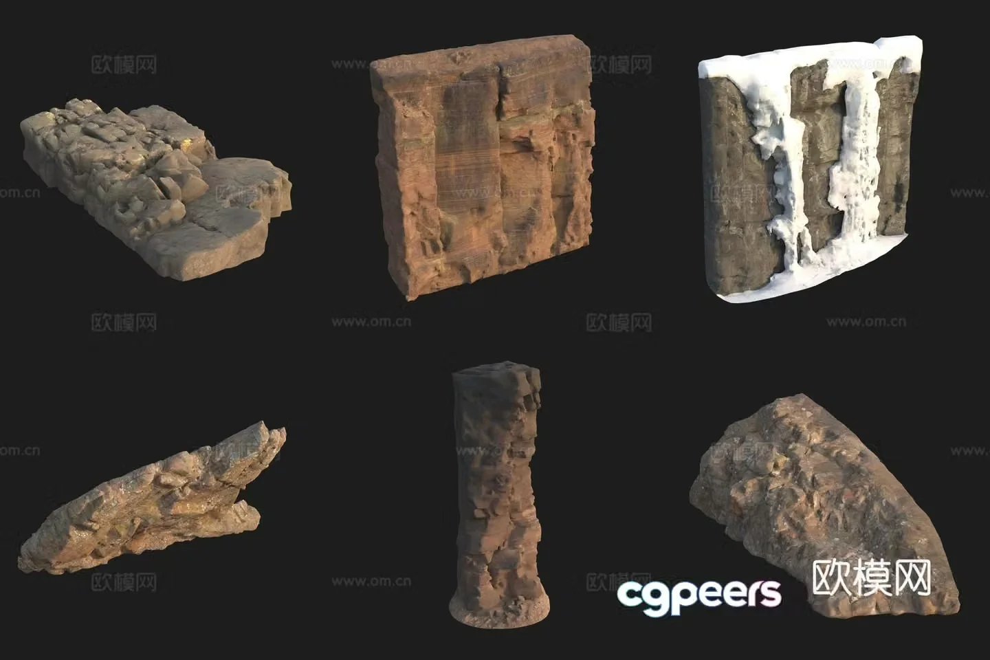 Cliff Big Stone Rocks Big Rock Ice and Snow 3D Model