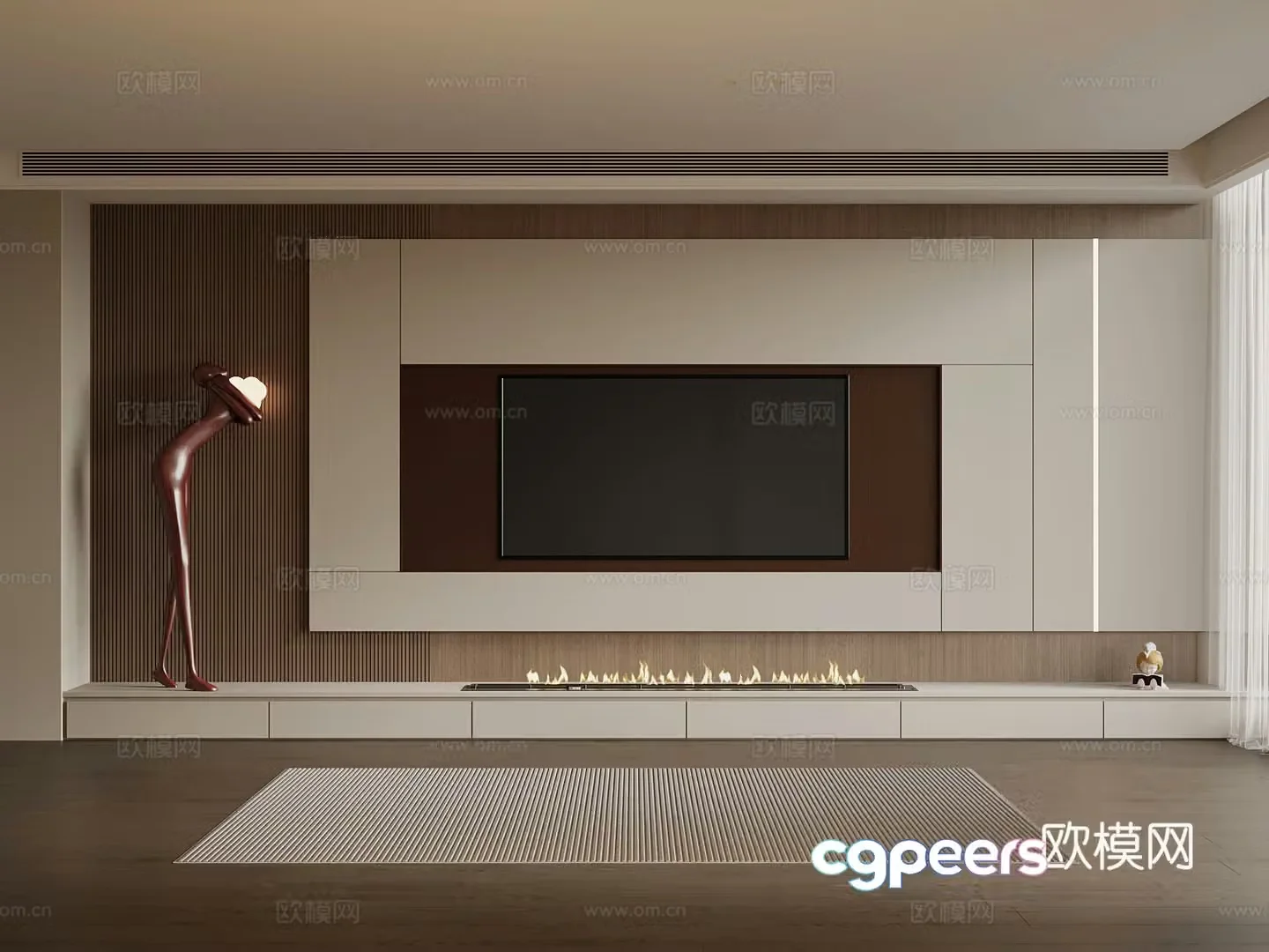TV background wall Italian modern background wall 3d model