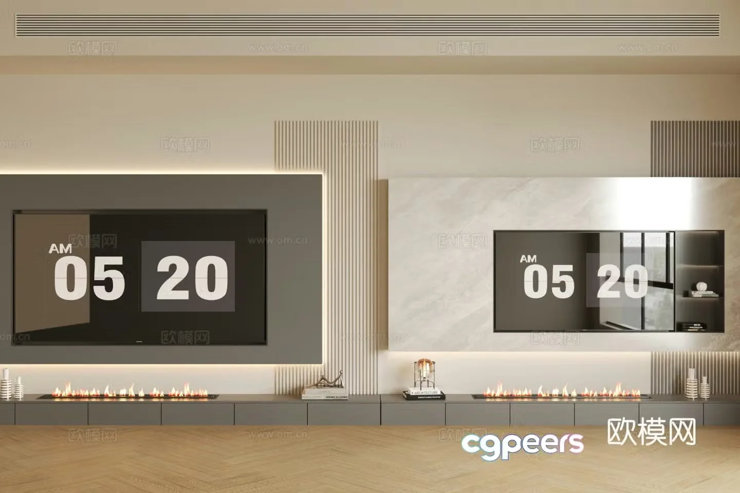 Modern minimalist TV background wall Living room background wall Marble background wall Premium gray living room 3d model