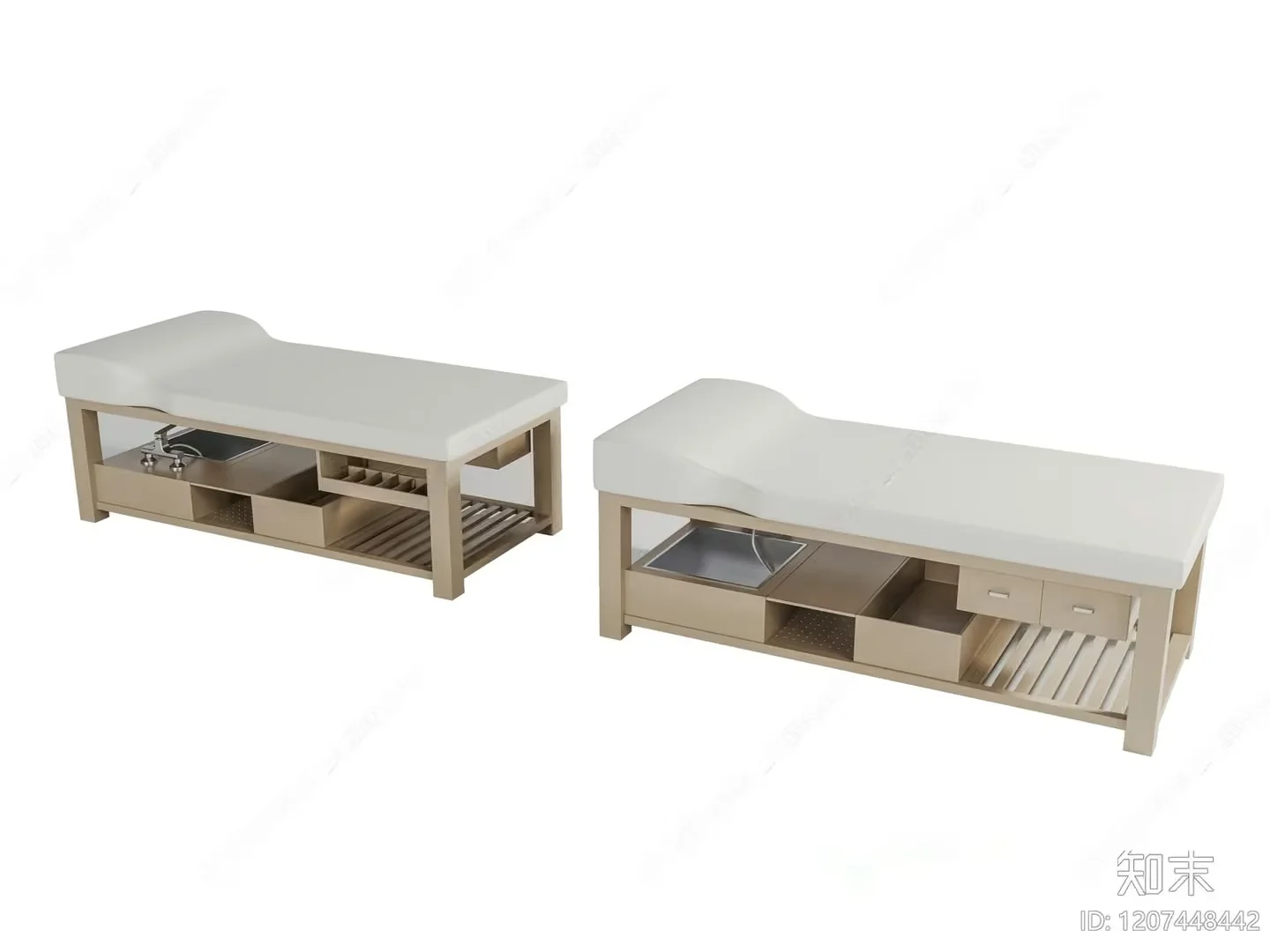 A Wooden Table With A White Top 3D Model – 601 – VRAY Render
