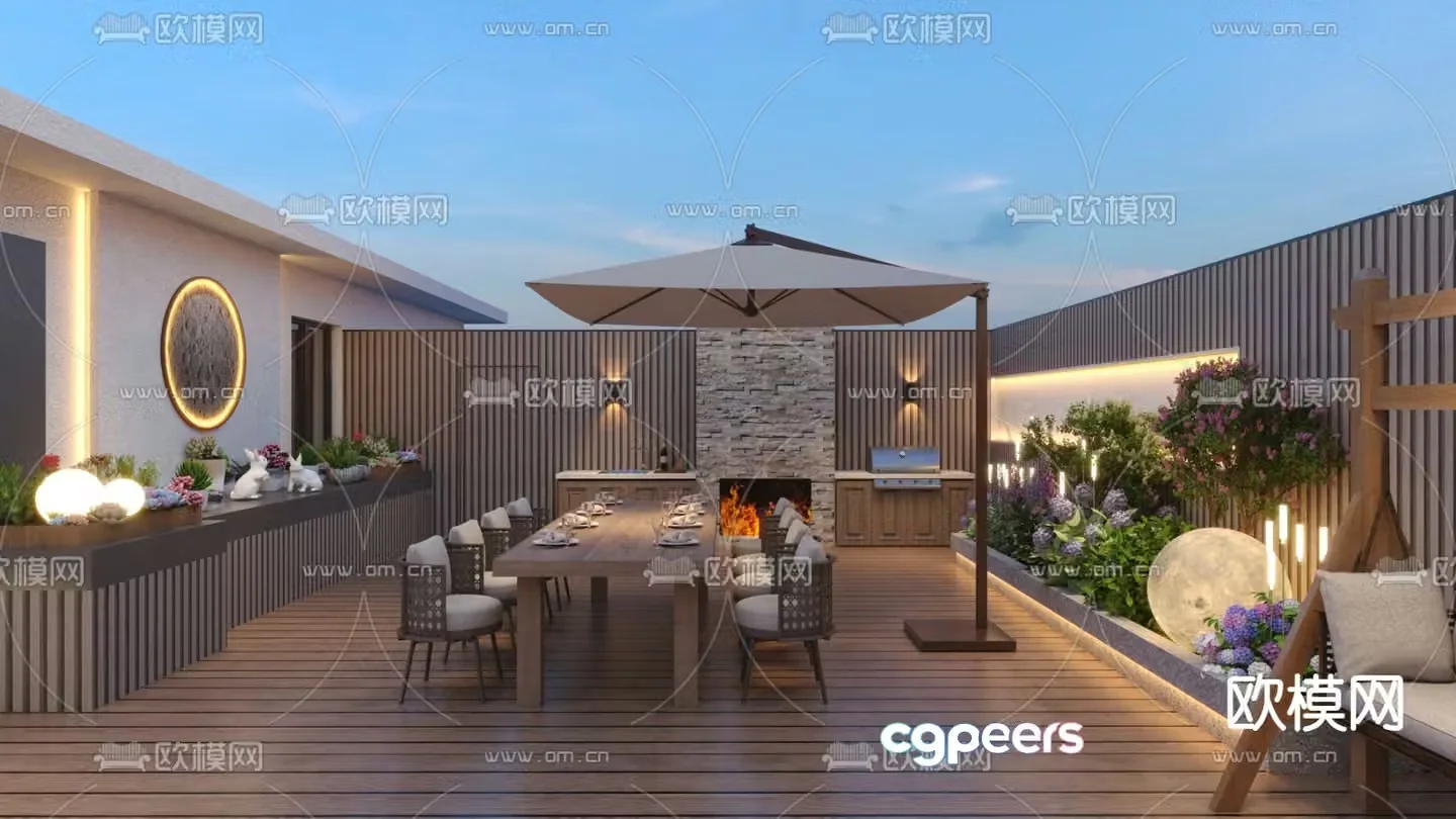 Roof Garden Courtyard Landscape 3d model