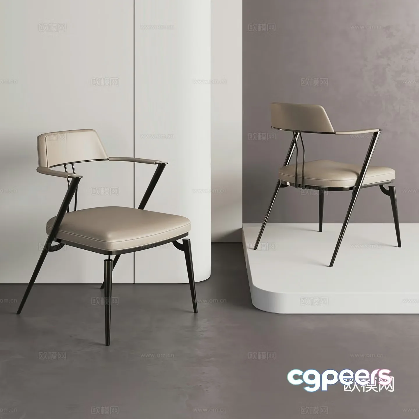 Italian dining chair Light luxury dining chair Zen dining chair Modern desk chair Leather single chair 3D model