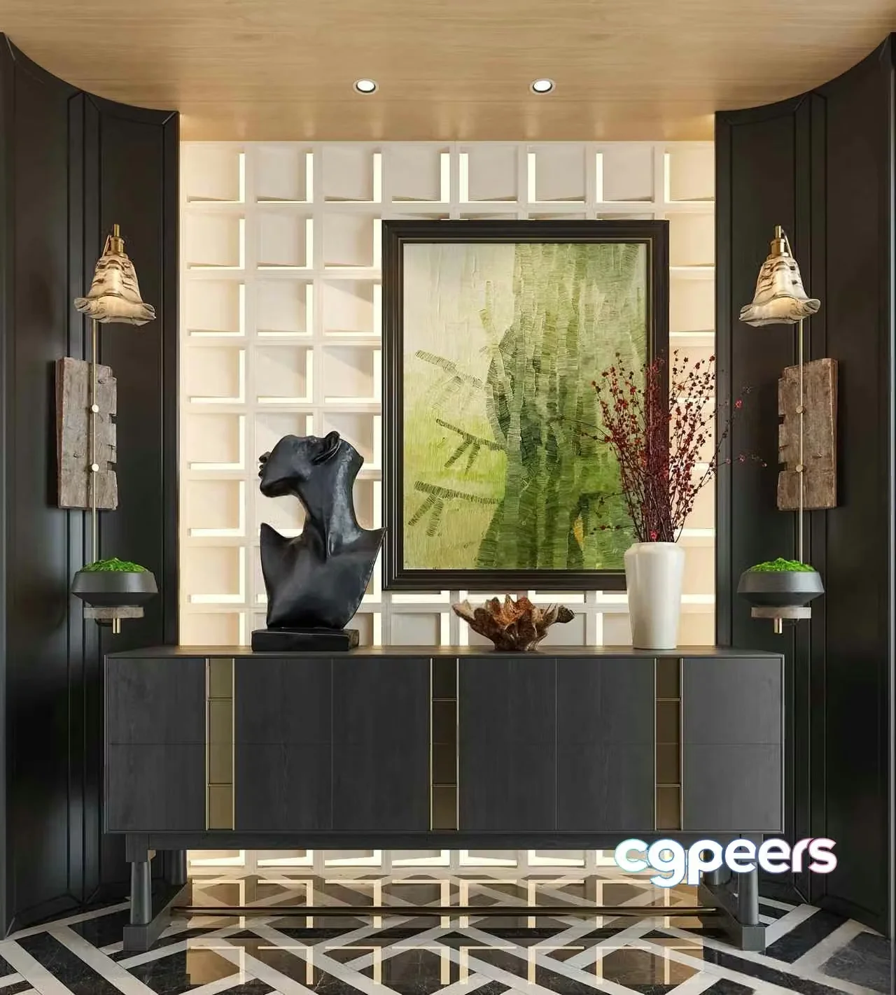 Modern Art Piece 3D Model – 9521 – VRAY Render