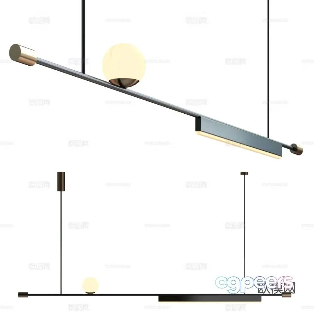 Long chandelier Modern chandelier Simple chandelier Chandelier Strip chandelier 3d model