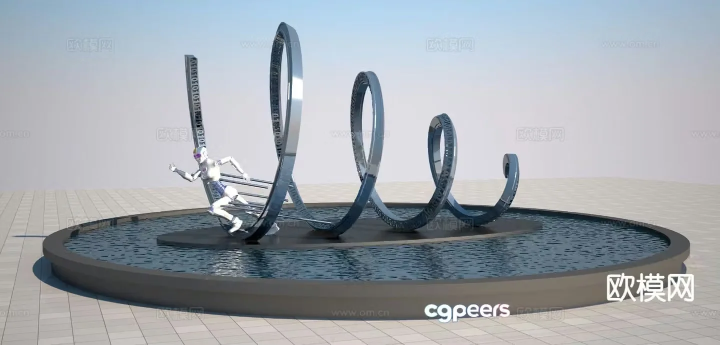 Future technology sculpture 3d model