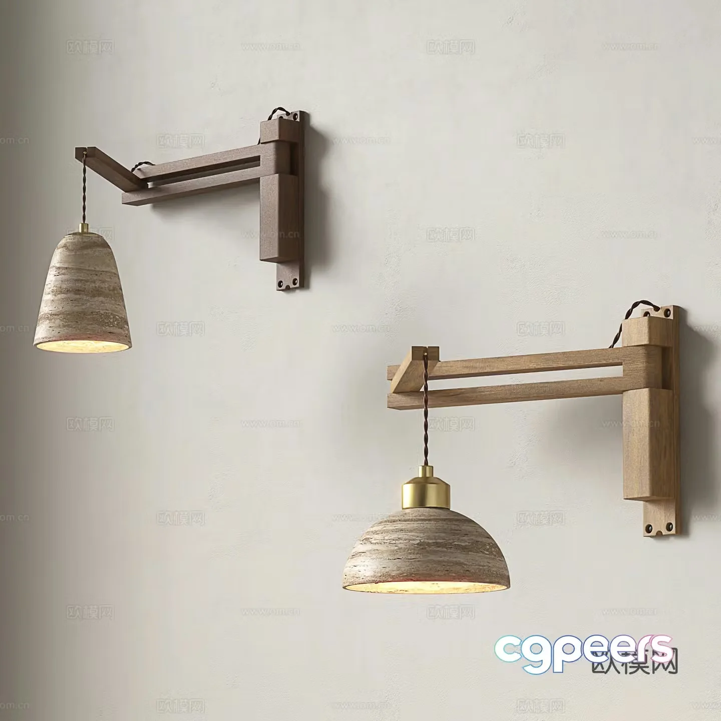 Medieval wall lamp retro wall lamp swing arm wall lamp bedside wall lamp solid wood wall lamp 3D model