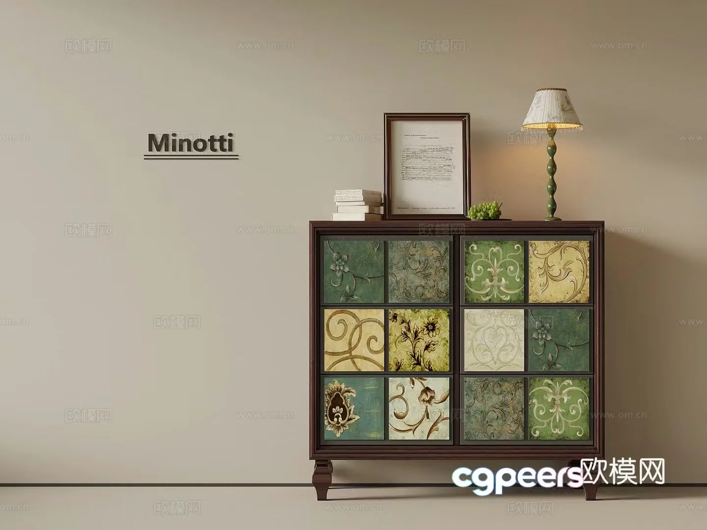 French retro style entrance cabinet end view cabinet chest of drawers 3D model