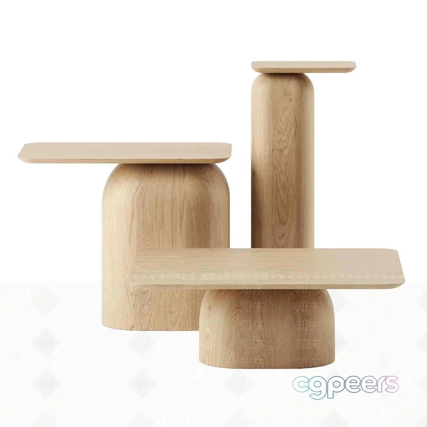 Wooden End Tables 3D Model – 578 – VRAY Render