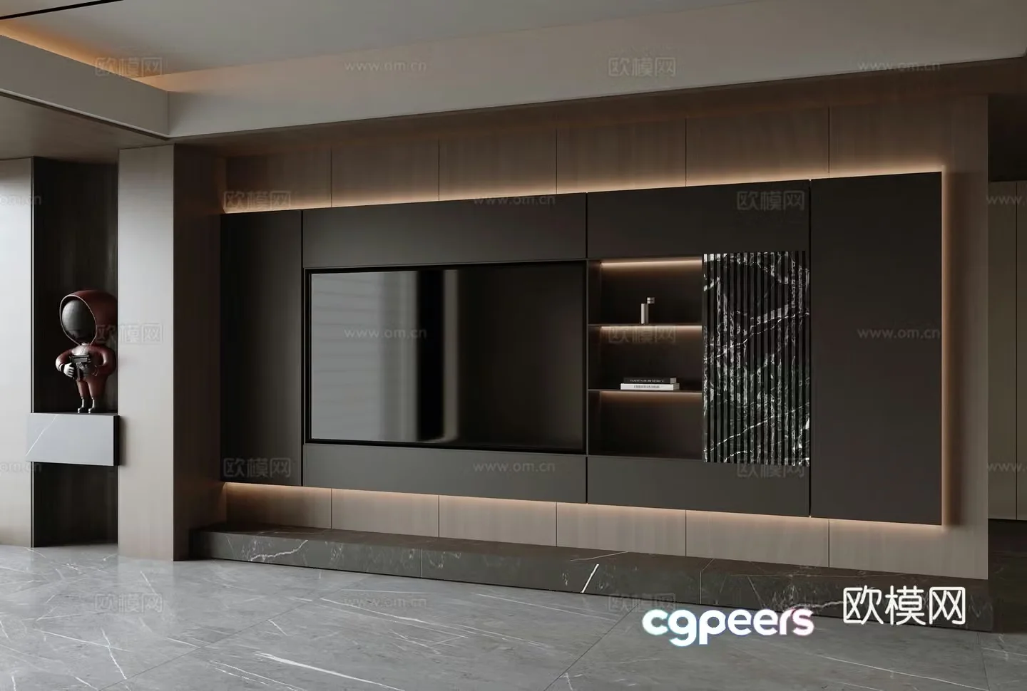 Italian TV background wall 3D model