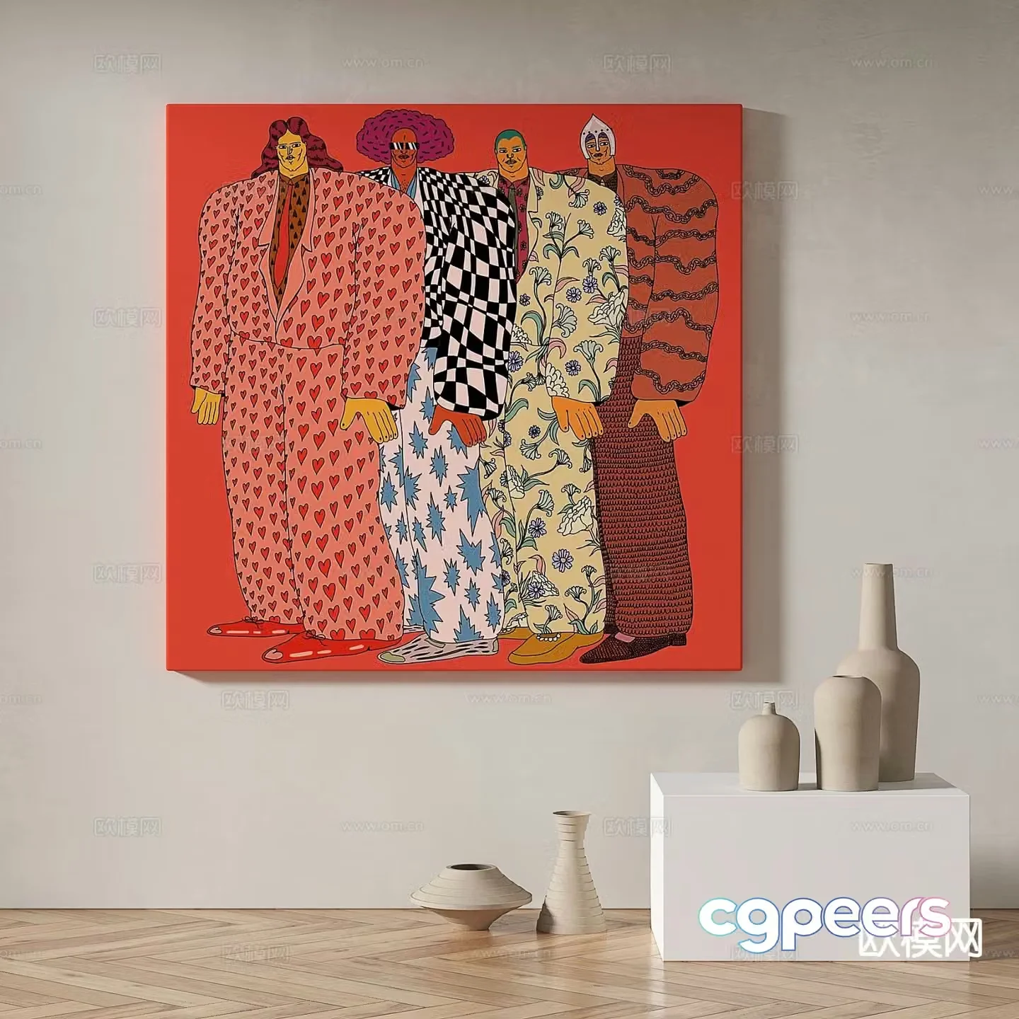 Modern art painting texture painting decorative painting 3d model
