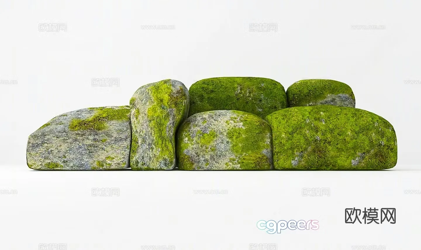 Moss stone landscape stone stone 3d model