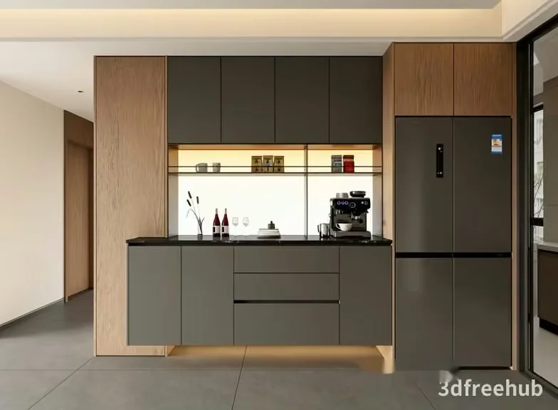 Modern Kitchen Design 3D Model – 3613 – VRAY Render
