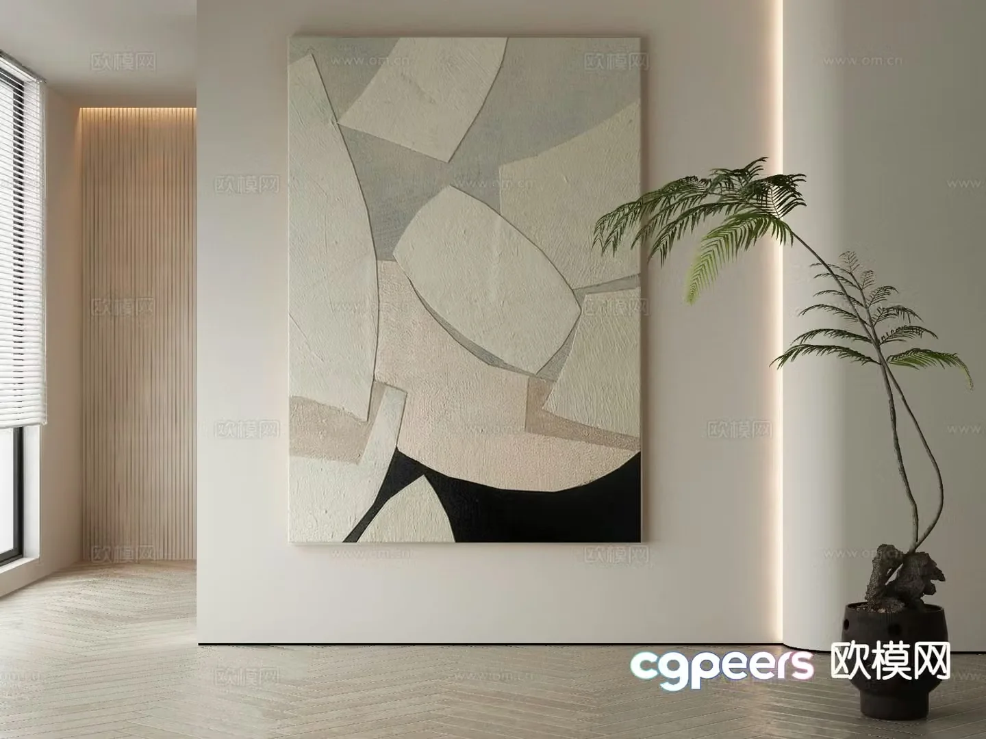 Modern texture painting decorative painting 3d model