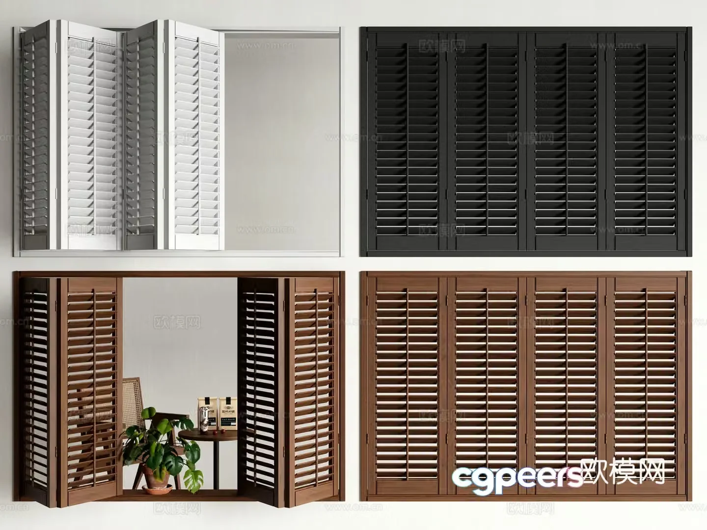 Medieval style shutters shutter folding windows sliding windows wooden windows 3D model