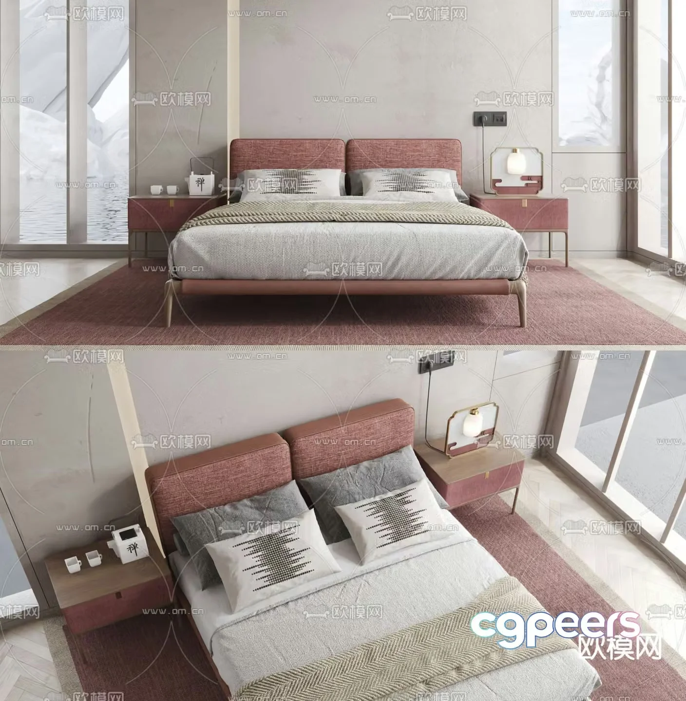 BAXTER fabric double bed 3d model