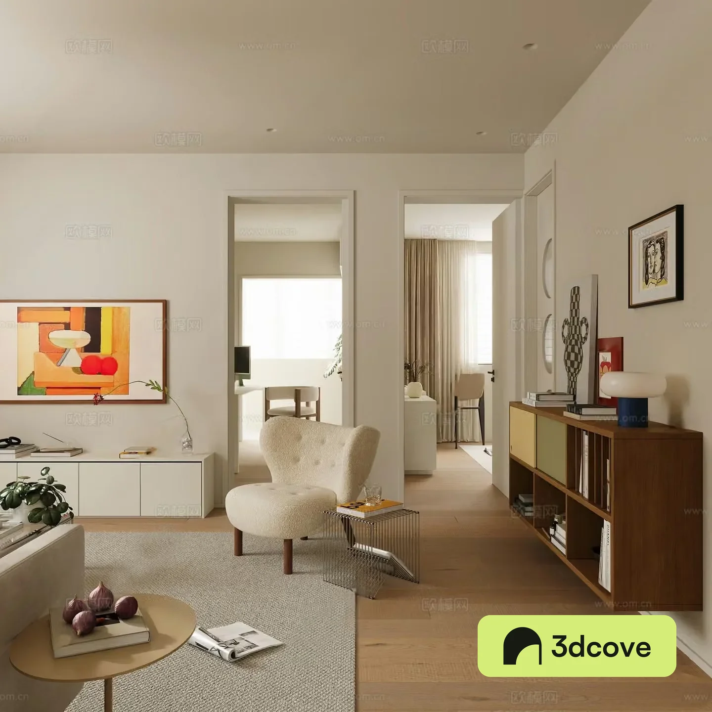 Middle-aged living room 3d model