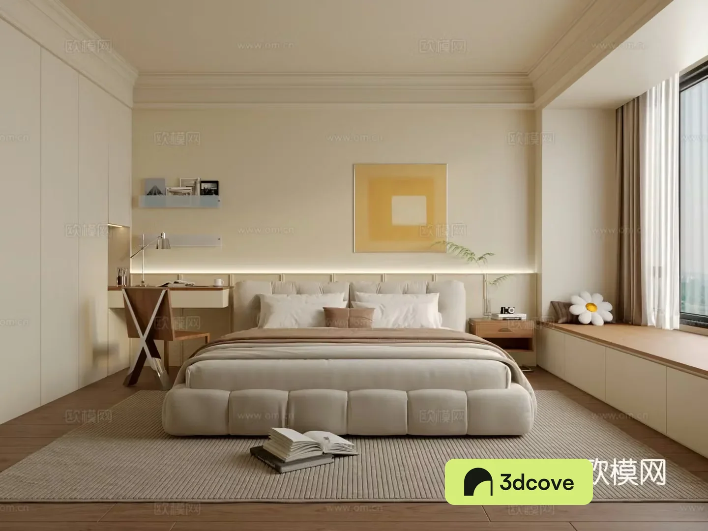 Modern creamy bedroom