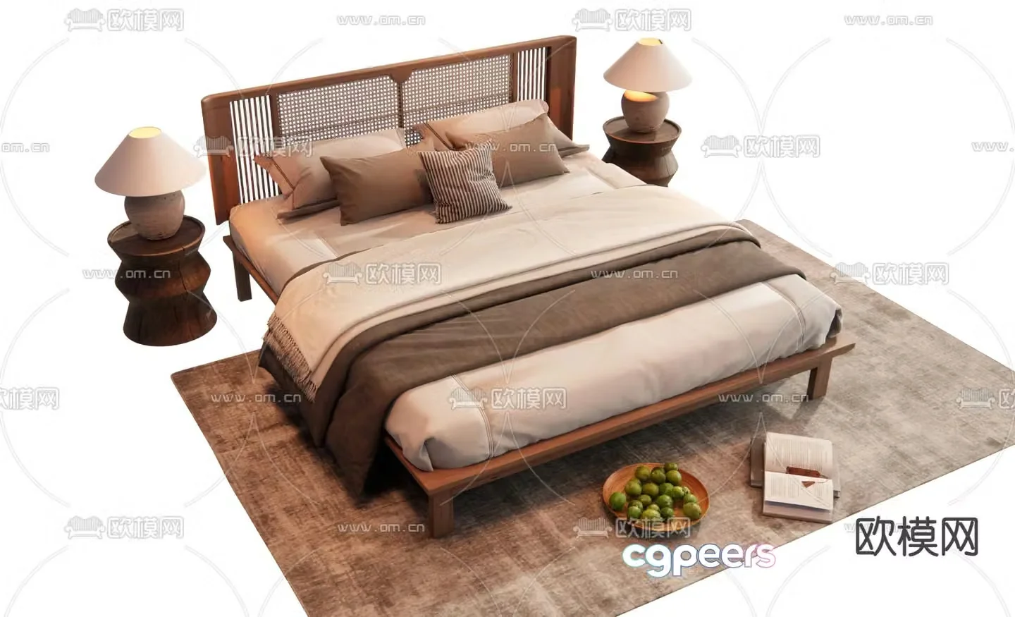 Medieval style double bed 3d model