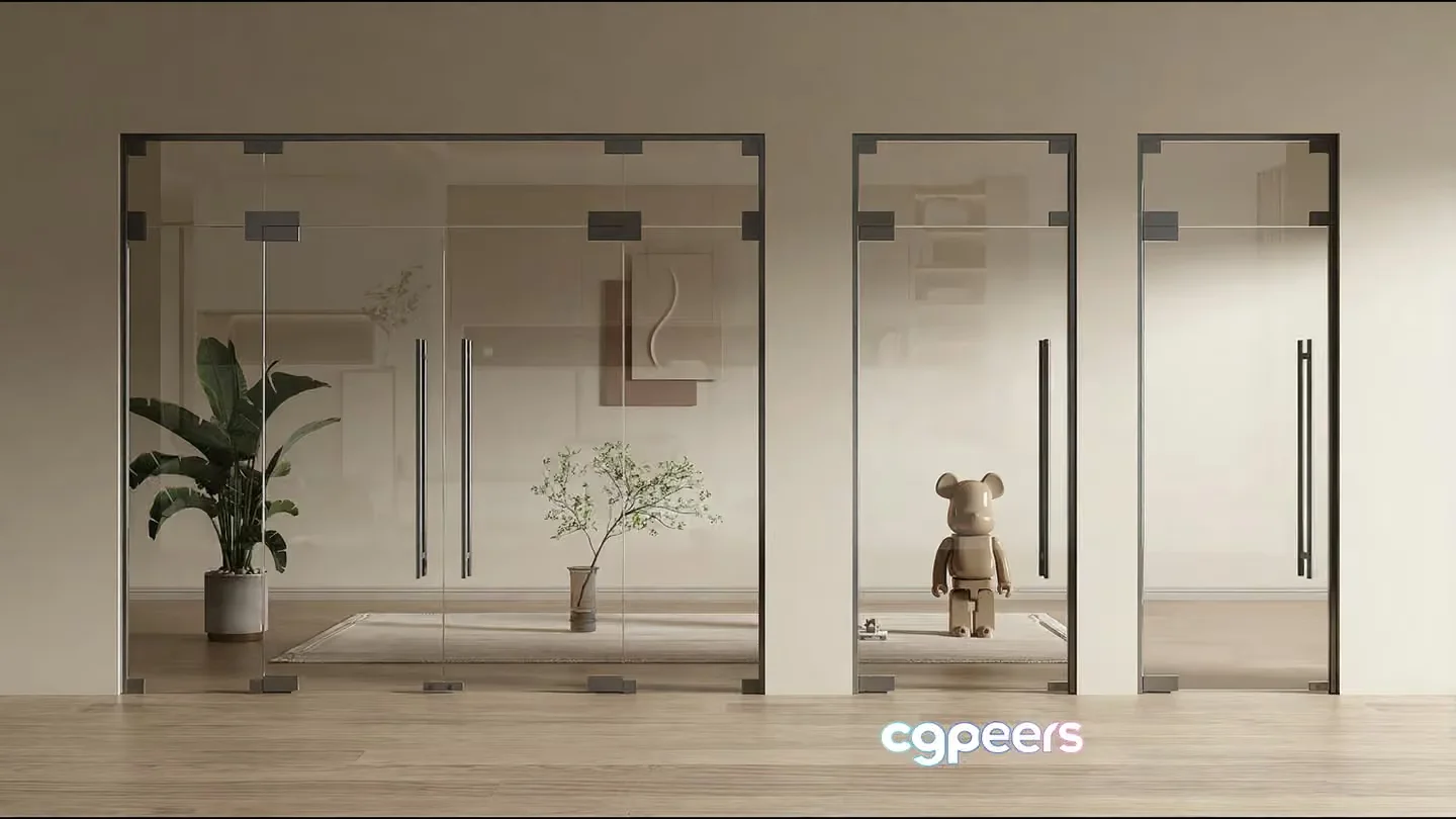 Modern Glass Doors 3D Model – 21039 – VRAY Render