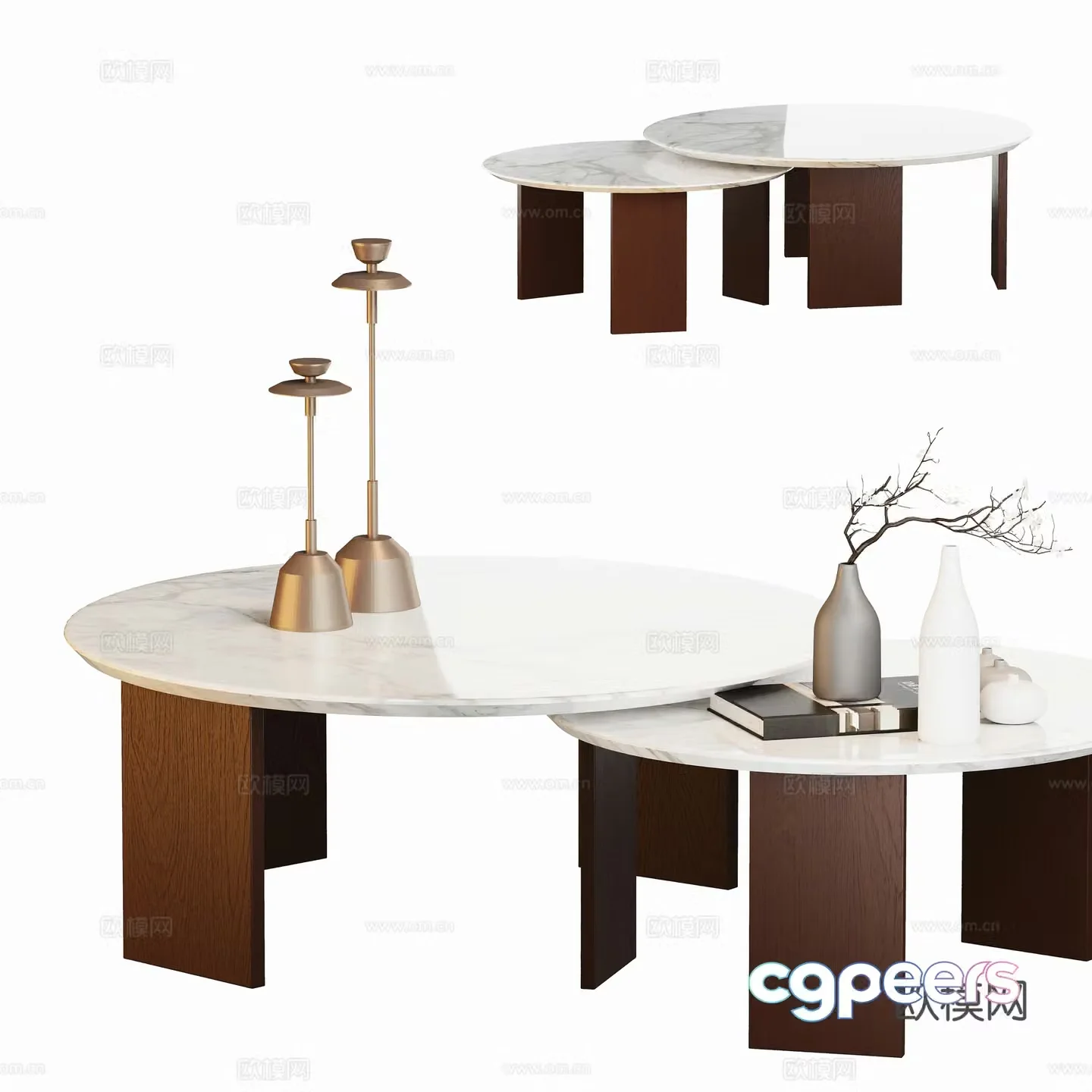 Modern mother-child coffee table combination ornament 3D model