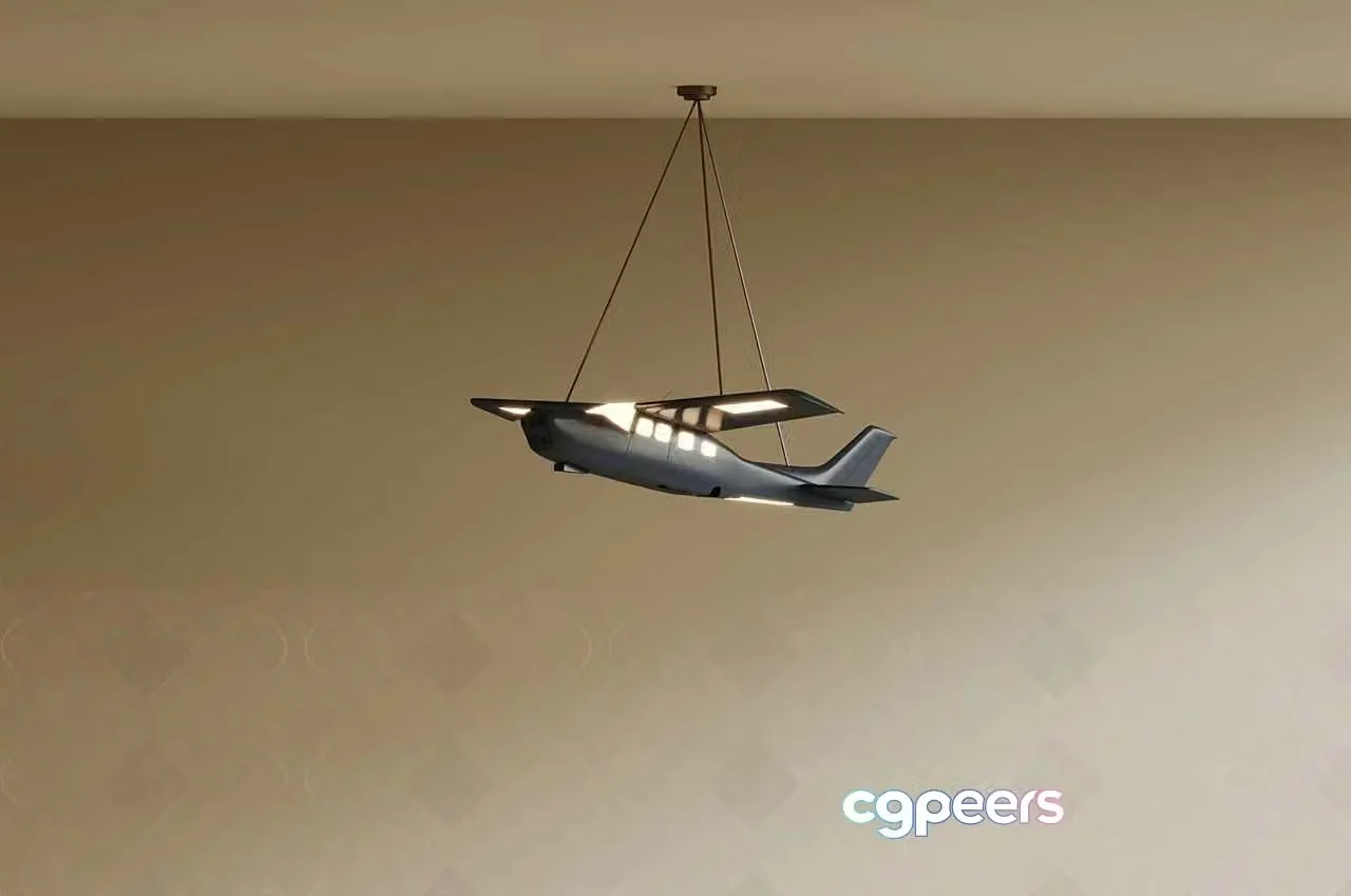 A Unique Light Fixture Shaped Like An Airplane 3D Model – 6551 – VRAY Render