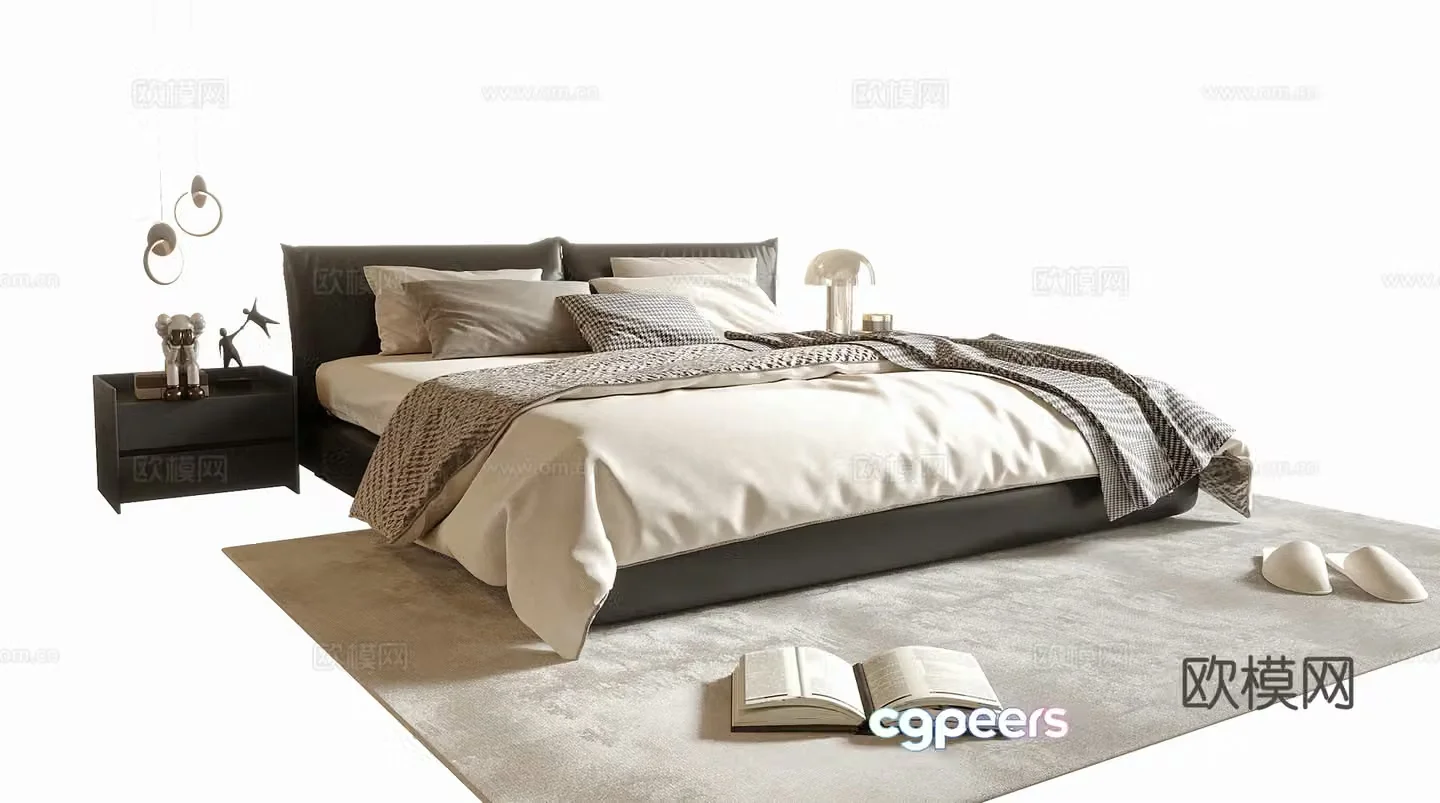 Modern double bed 3d model