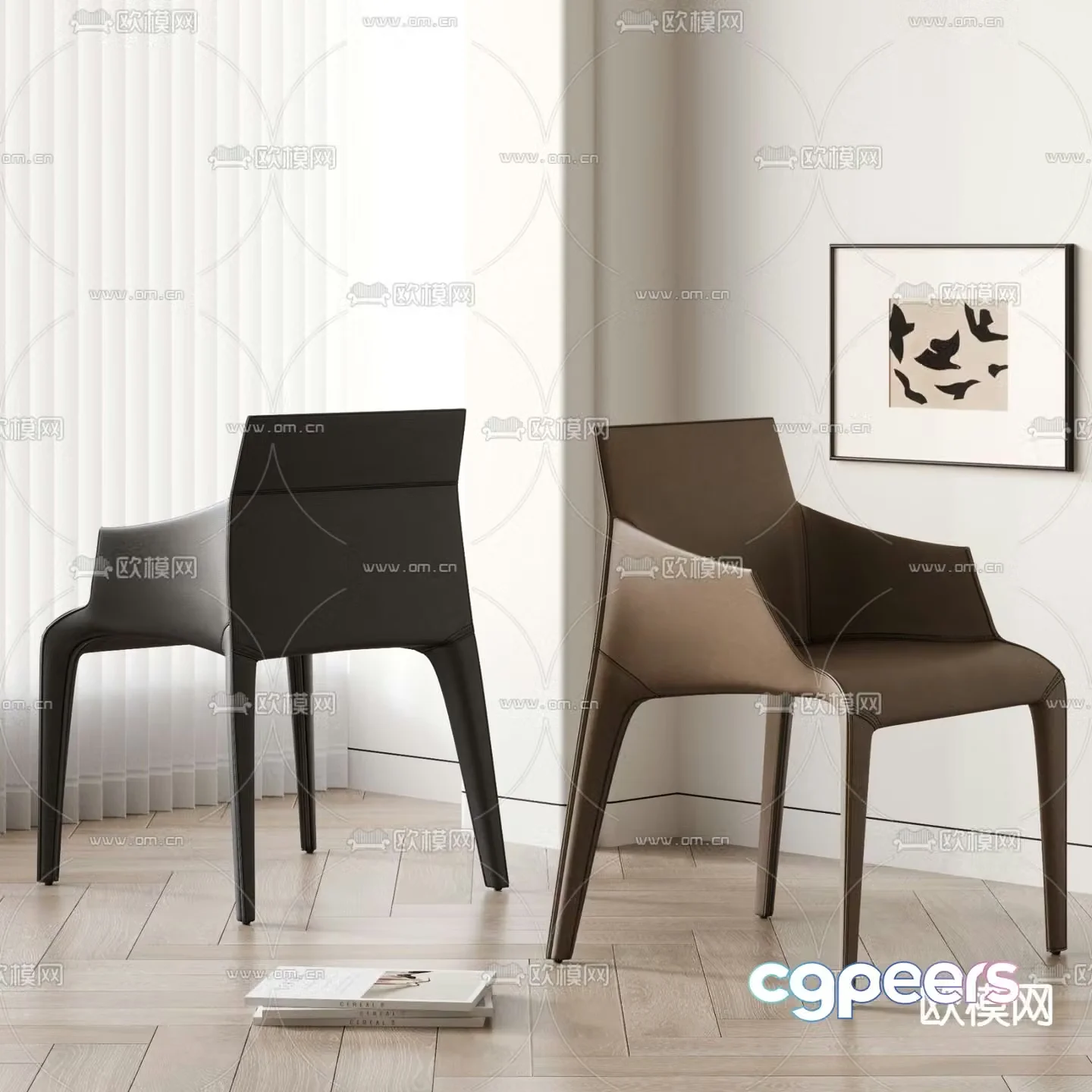 leather chair dining chair 3d model