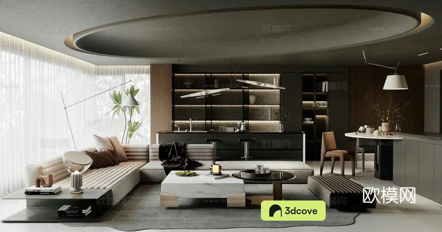 Modern Italian living restaurant Light luxury Italian living restaurant Premium gray living restaurant Black and white gray living restaurant