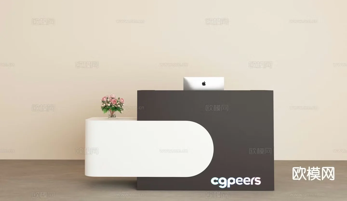 Modern front desk reception desk service desk 3d model