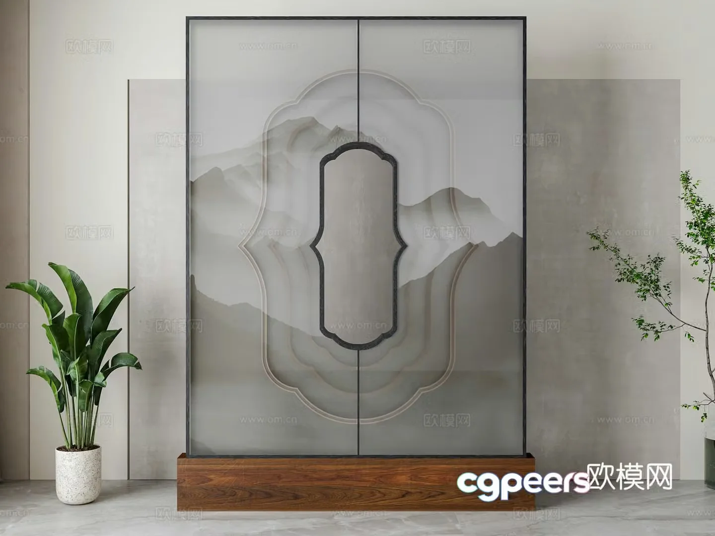 New Chinese style partition screen 3D model