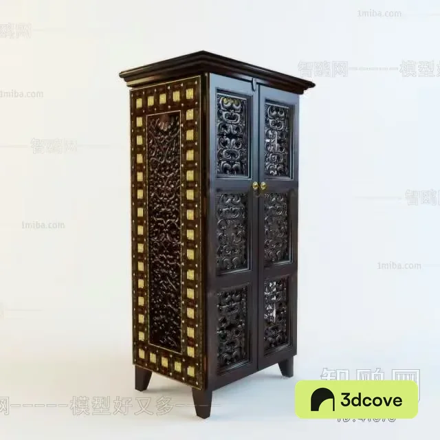Wooden Cabinet With Ornate Design