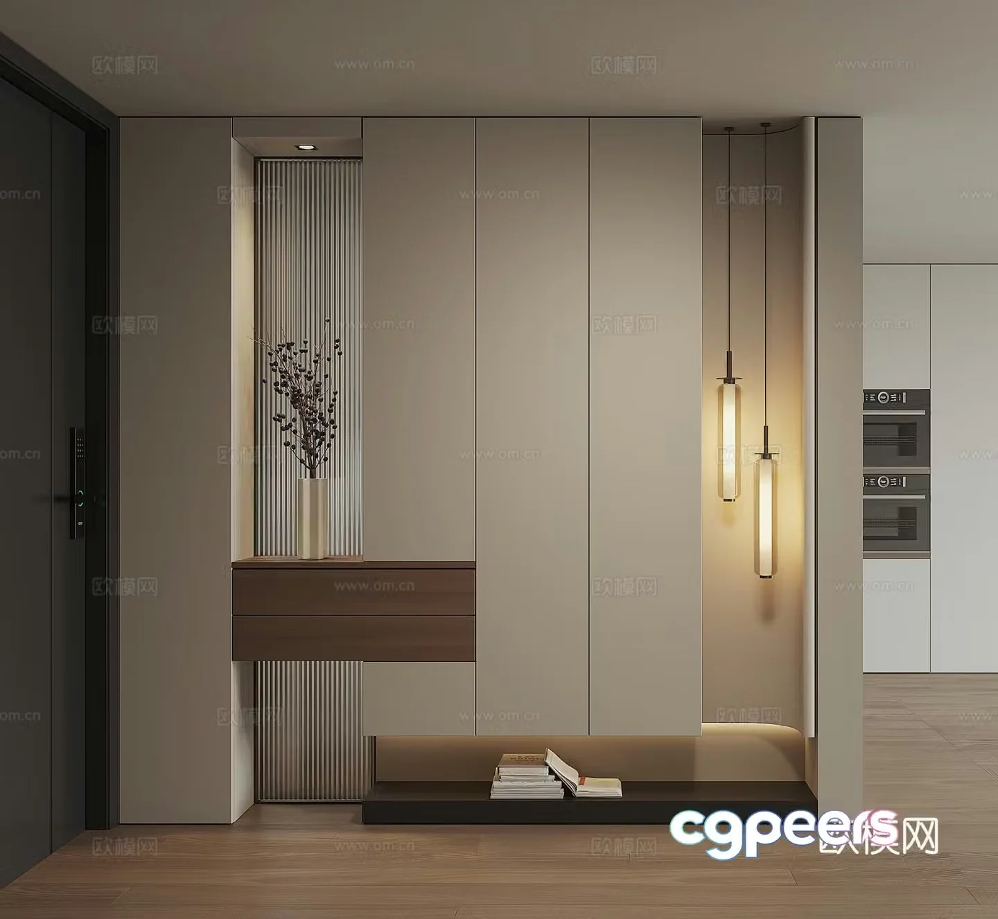 Modern home entrance shoe cabinet 3D model