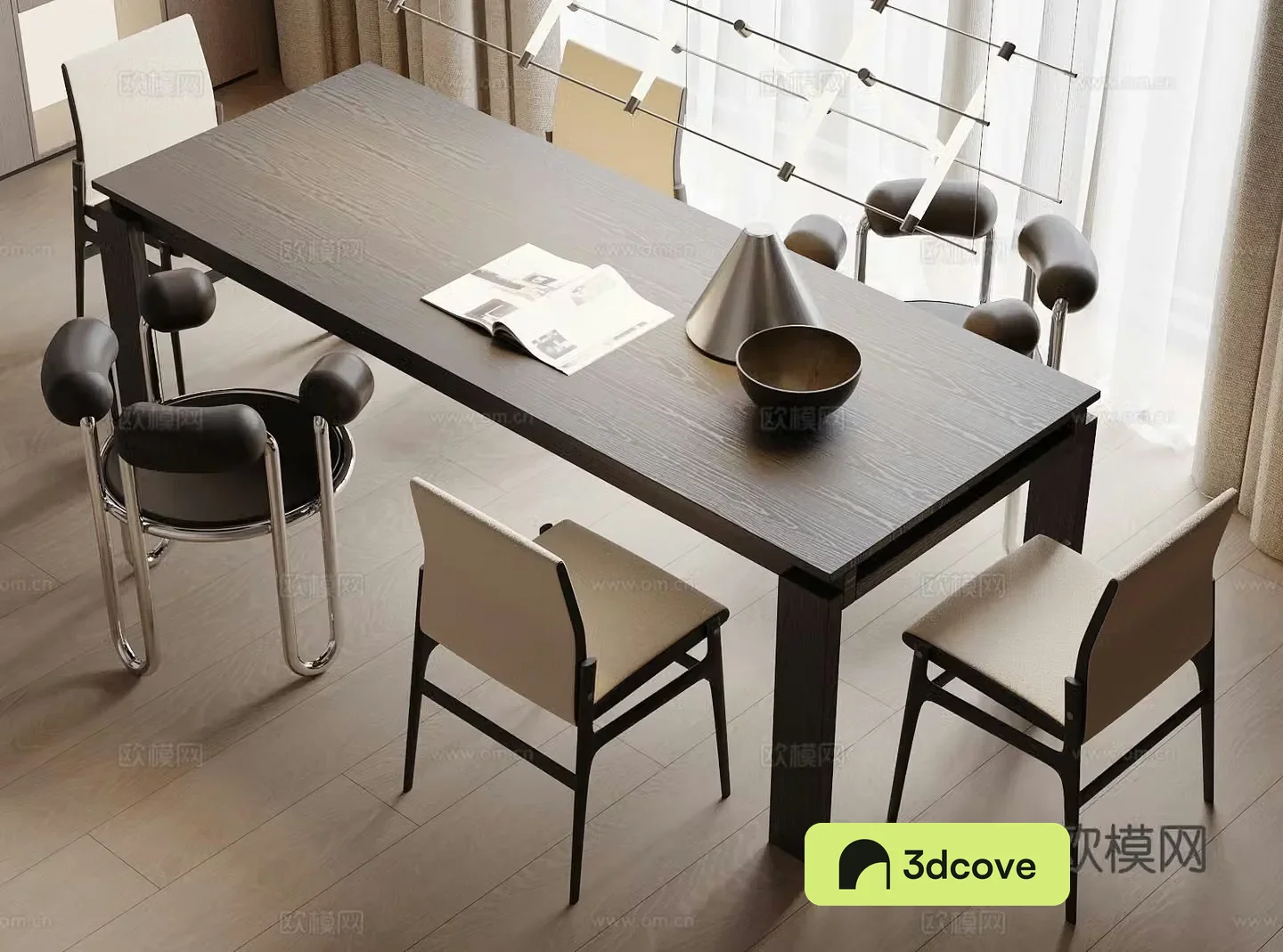 Italian dining table and chairs strip dining table