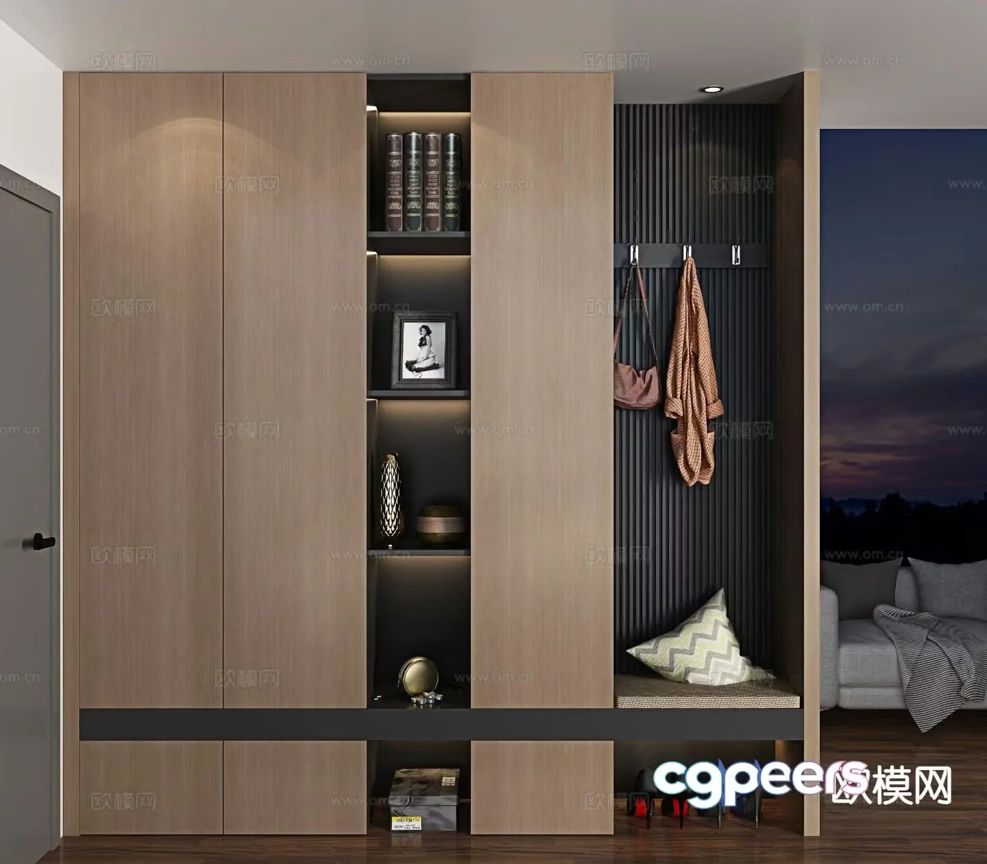 Italian shoe cabinet customized entrance cabinet 3D model