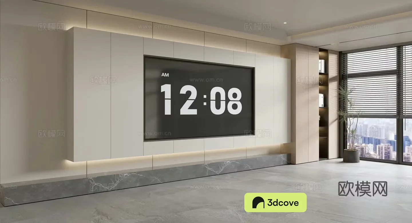 Modern creamy living room light luxury TV background wall creamy TV background wall full wall TV cabinet