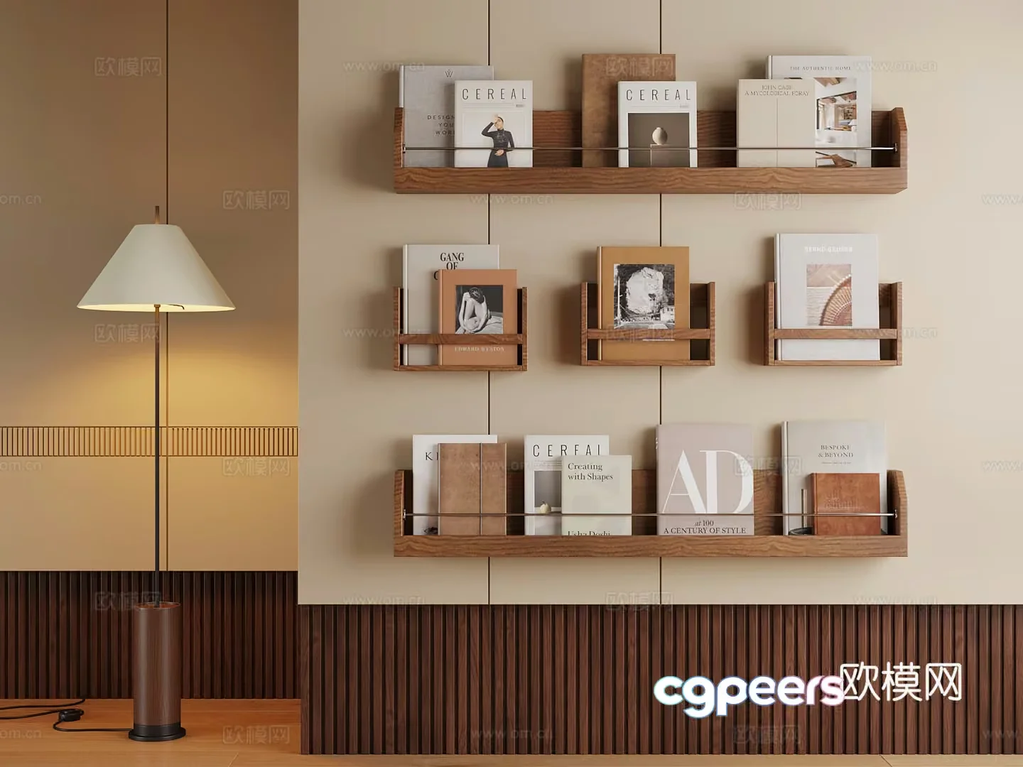 Modern Wooden Shelves 3D Model – 8106 – VRAY Render